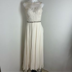 Bride by Sarah Seven White Embroidered Sweetheart A Line Dress